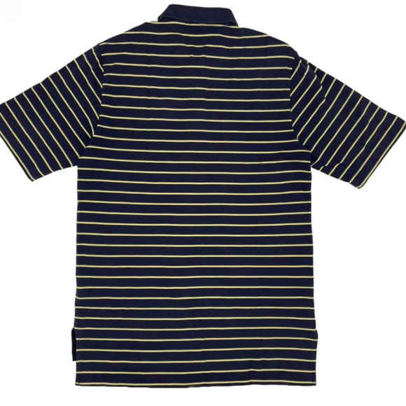 Ralph Lauren Polo Golf Navy/Yellow Striped Polo 100% Pima Cotton Shirt Large - Picture 3 of 13